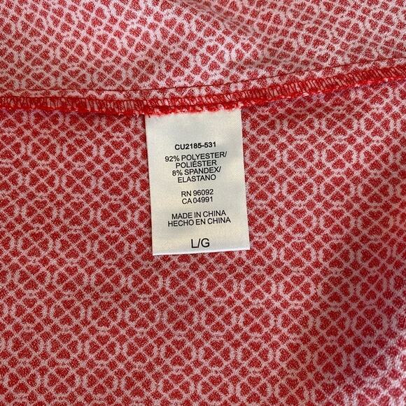 Hilary Radley Red and White V-neck Top with Cap Sleeves - Large - Picture 3 of 6